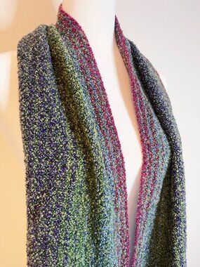 Mucros Weavers Ireland Multicolor Boucle Woven Scarf Fringe Cozy Artsy